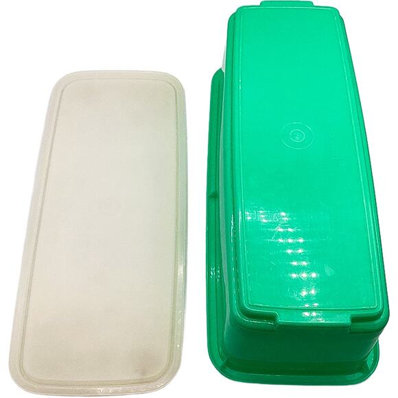 Vintage Tupperware Green Easy Crisp Vegetable Container with Lid Classic (782-6) - Picture 4 of 6